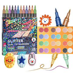 Gemstone Art Marker Sets | Dual Tips for Glitter Crafts & Lettering 