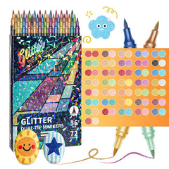 Gemstone Art Marker Sets | Dual Tips for Glitter Crafts & Lettering 