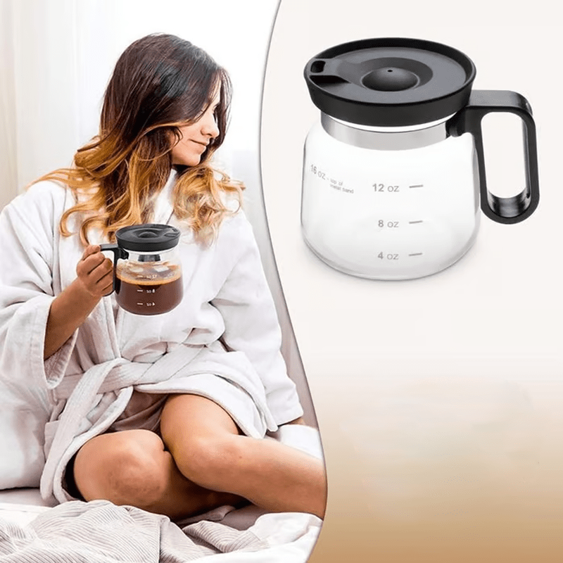 Grove 16 Oz Borosilicate Glass Coffee Mug | Silicone Sip Lid | Pot-Style Shape 