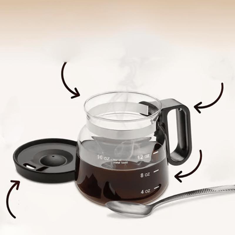 Grove 16 Oz Borosilicate Glass Coffee Mug | Silicone Sip Lid | Pot-Style Shape 