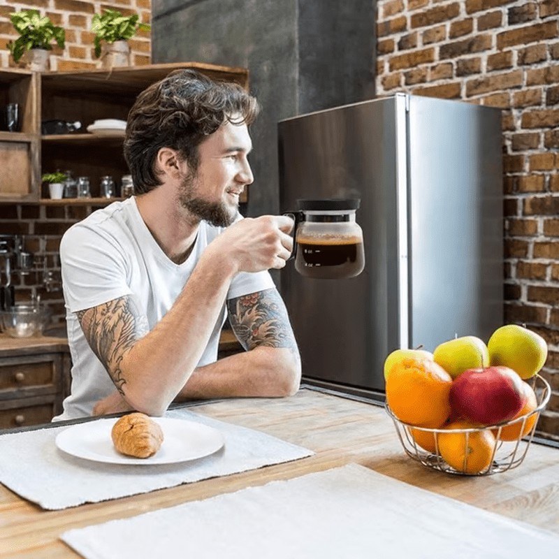 Grove 16 Oz Borosilicate Glass Coffee Mug | Silicone Sip Lid | Pot-Style Shape 