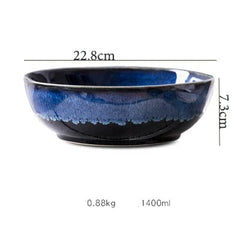 Handcrafted Blue Ceramic Bowl – Elegant Pottery Serving Bowl with Durable Glazed Finish for Everyday Use 