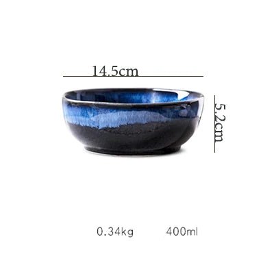 Handcrafted Blue Ceramic Bowl – Elegant Pottery Serving Bowl with Durable Glazed Finish for Everyday Use 