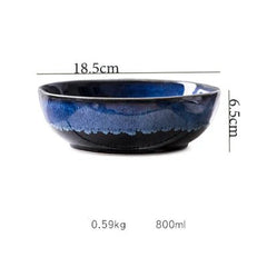 Handcrafted Blue Ceramic Bowl – Elegant Pottery Serving Bowl with Durable Glazed Finish for Everyday Use 