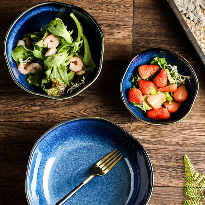 Handcrafted Blue Ceramic Bowl – Elegant Pottery Serving Bowl with Durable Glazed Finish for Everyday Use 