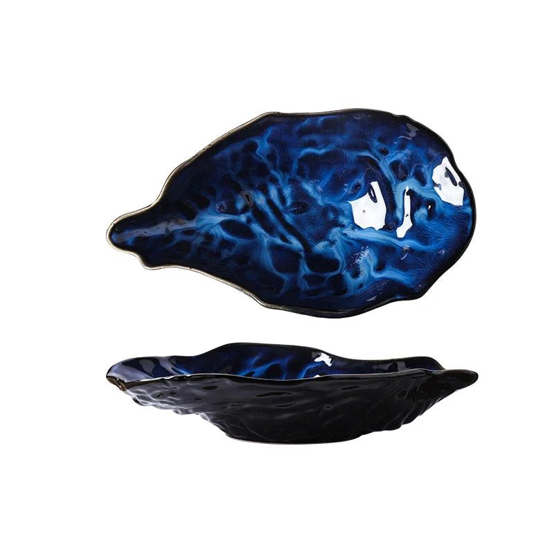Handcrafted Ceramic Shell Bowl with Ocean-Inspired Glaze – Unique Rippled Design 