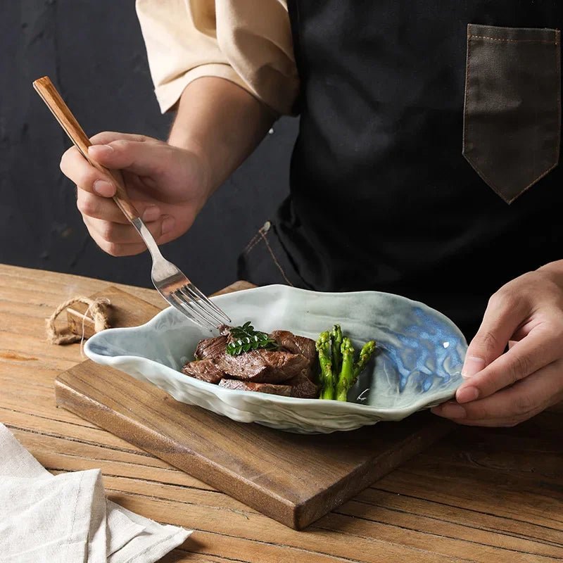 Handcrafted Ceramic Shell Bowl with Ocean-Inspired Glaze – Unique Rippled Design 