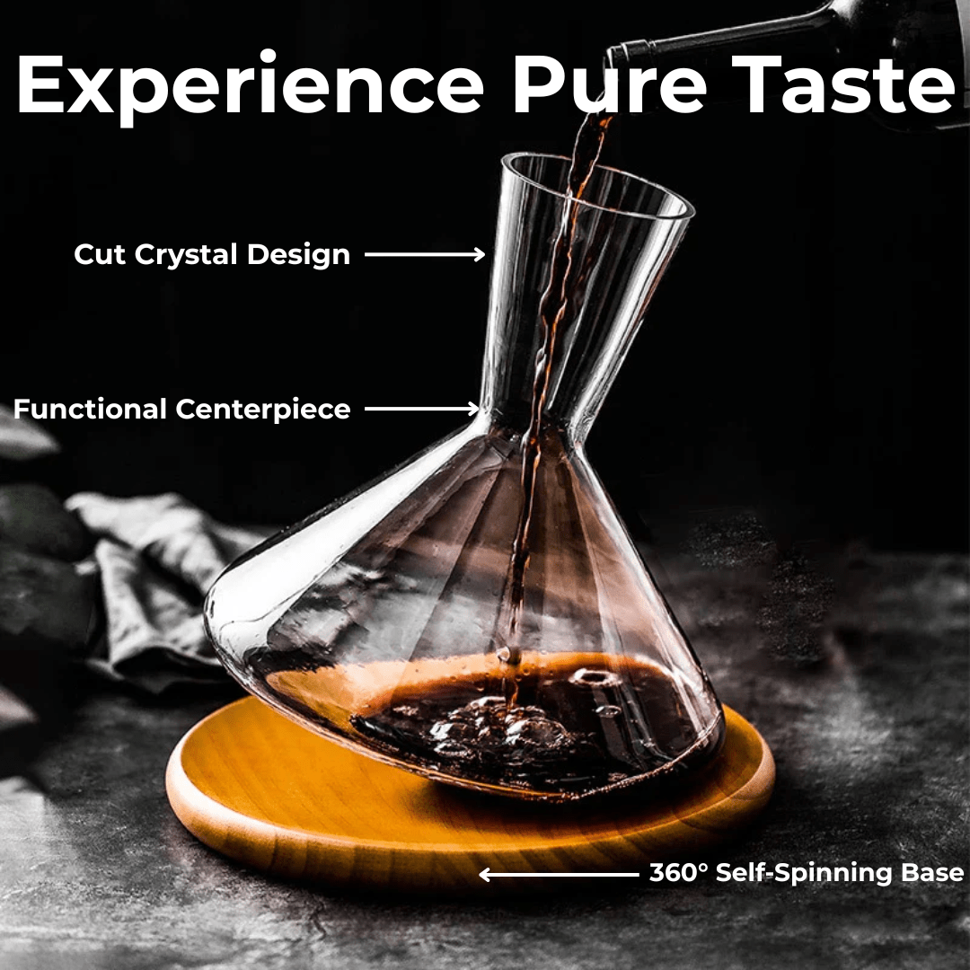Handcrafted Crystal Decanter with Wooden Base – 45 oz Capacity for Enhanced Wine Experience 