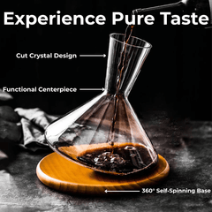 Handcrafted Crystal Decanter with Wooden Base – 45 oz Capacity for Enhanced Wine Experience 