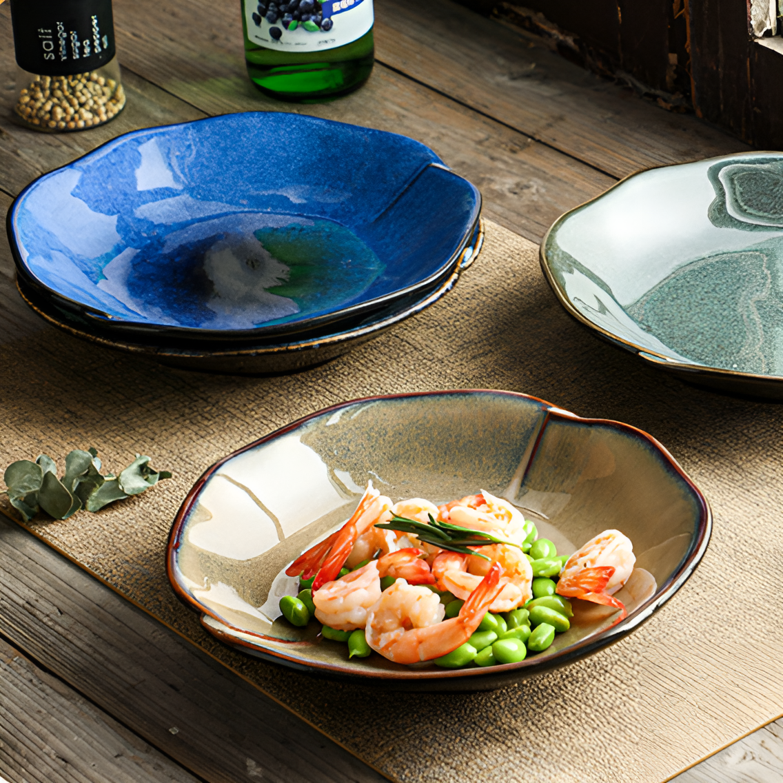 Handcrafted Reactive Glaze Plates – Unique Artisan Design for Stunning Table Presentation 