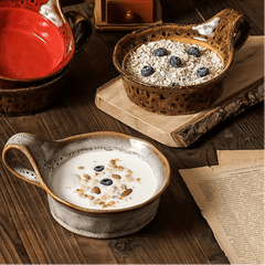 Handcrafted Rustic Ceramic Oatmeal Bowl with Glazed Finish – Ideal for Soups and Salads 