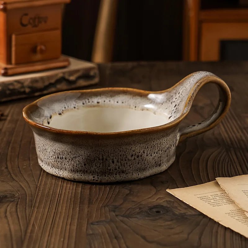 Handcrafted Rustic Ceramic Oatmeal Bowl with Glazed Finish – Ideal for Soups and Salads 