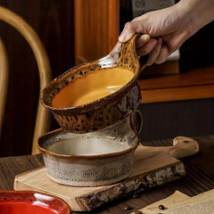 Handcrafted Rustic Ceramic Oatmeal Bowl with Glazed Finish – Ideal for Soups and Salads 