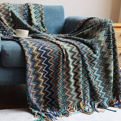 Handwoven Boho Chevron Coverlet in Earthy Colors – Soft and Stylish Bedspread 