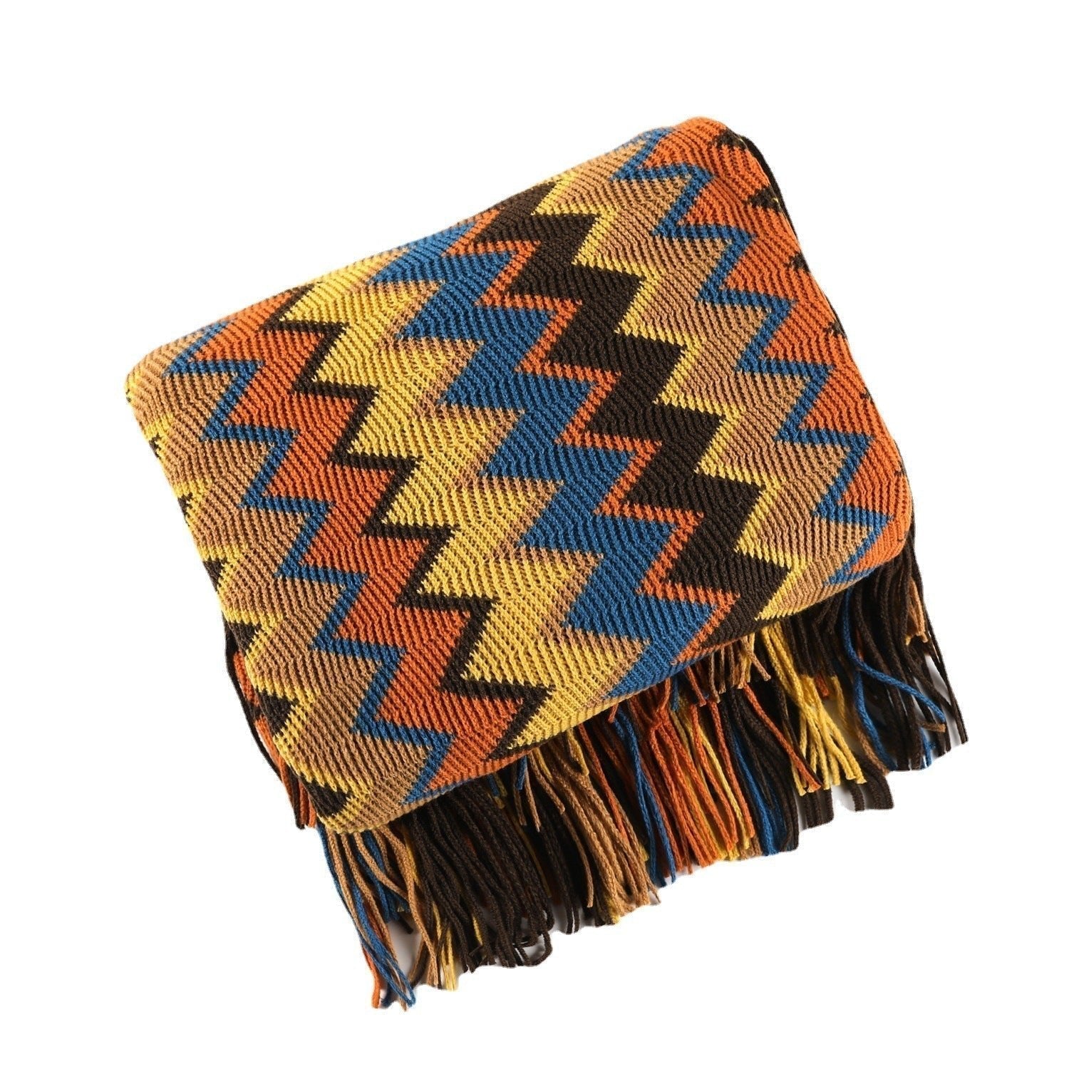 Handwoven Boho Chevron Coverlet in Earthy Colors – Soft and Stylish Bedspread 