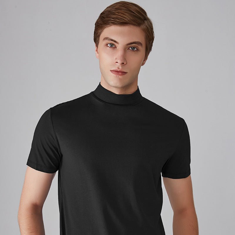 Harbor High-Neck Slim Fit Tee | Breathable Polyester-Silk Blend 