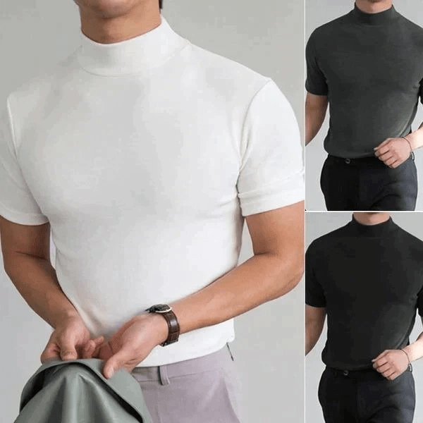 Harbor High-Neck Slim Fit Tee | Breathable Polyester-Silk Blend 
