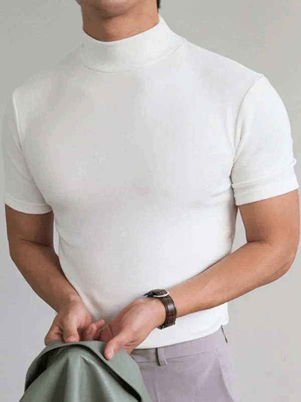 Harbor High-Neck Slim Fit Tee | Breathable Polyester-Silk Blend 