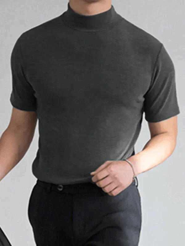 Harbor High-Neck Slim Fit Tee | Breathable Polyester-Silk Blend 