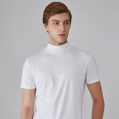 Harbor High-Neck Slim Fit Tee | Breathable Polyester-Silk Blend 