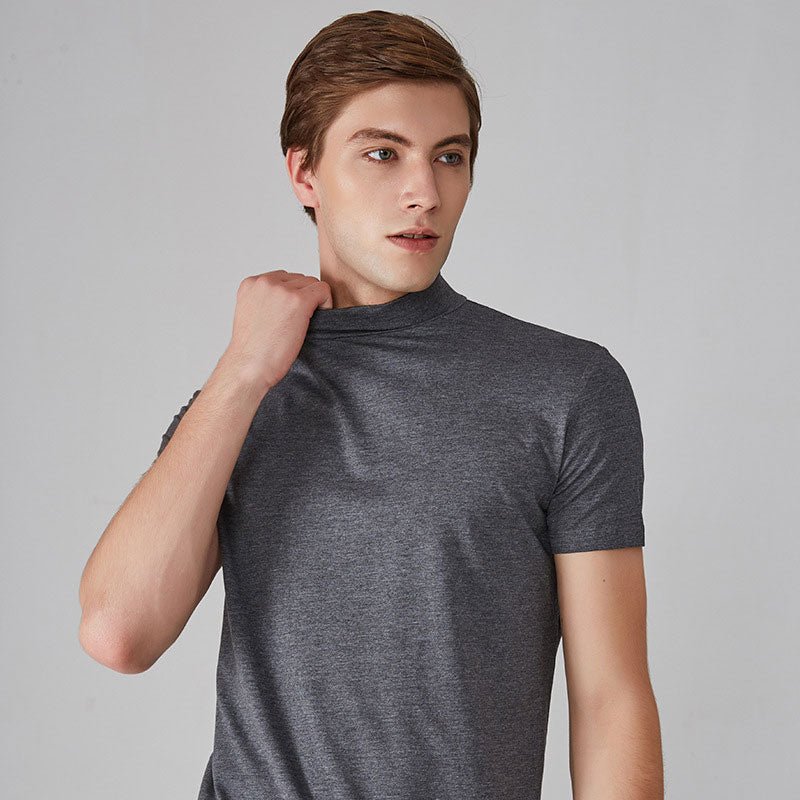 Harbor High-Neck Slim Fit Tee | Breathable Polyester-Silk Blend 