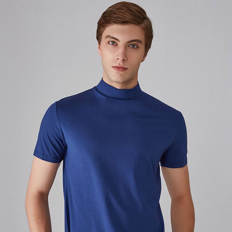 Harbor High-Neck Slim Fit Tee | Breathable Polyester-Silk Blend 