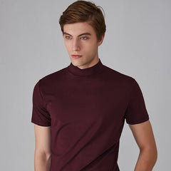 Harbor High-Neck Slim Fit Tee | Breathable Polyester-Silk Blend 