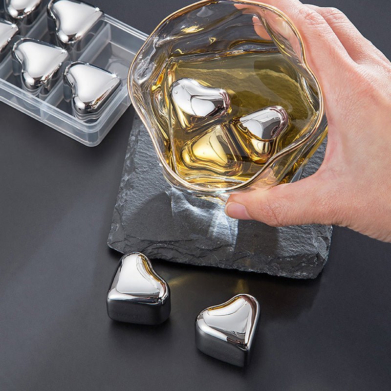 HeartSip 304 Stainless Drink Chillers | Reusable Heart Cubes for Cocktails 