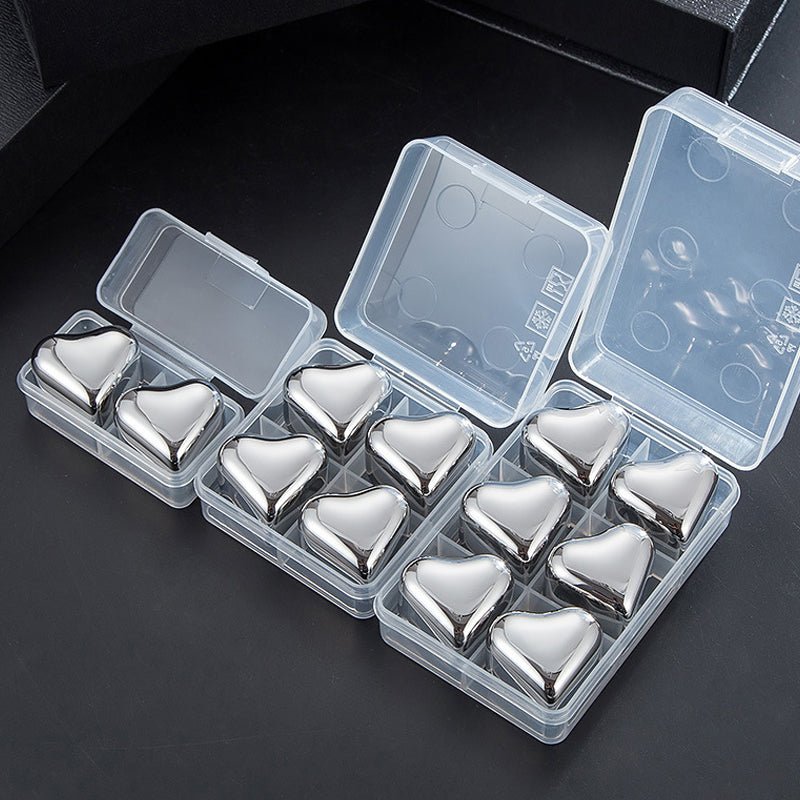 HeartSip 304 Stainless Drink Chillers | Reusable Heart Cubes for Cocktails 
