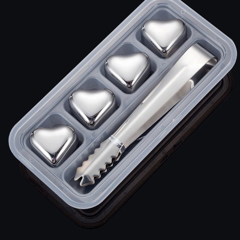 HeartSip 304 Stainless Drink Chillers | Reusable Heart Cubes for Cocktails 