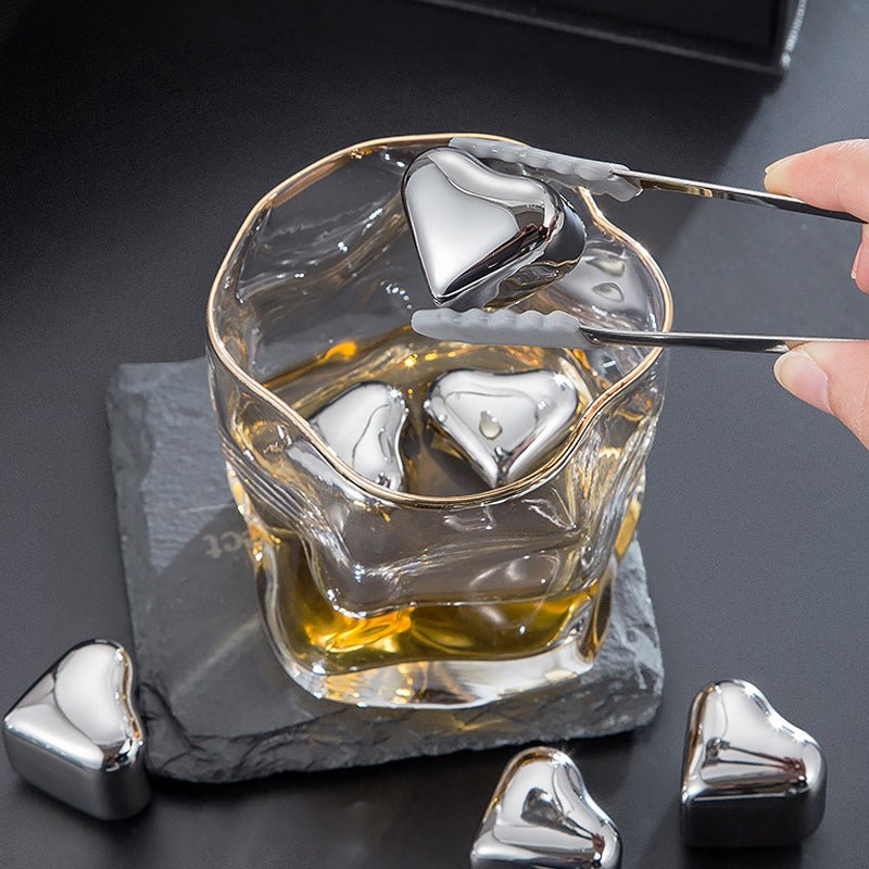 HeartSip Stainless Steel Drink Chillers | Reusable Heart Cubes for Whiskey & Cocktails 