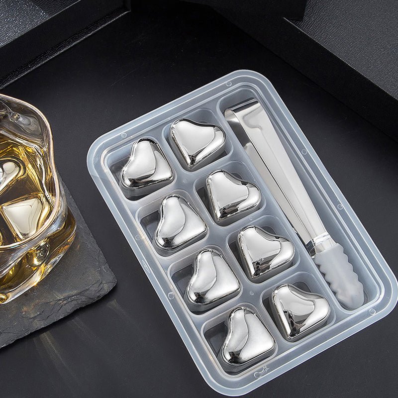 HeartSip Stainless Steel Drink Chillers | Reusable Heart Cubes for Whiskey & Cocktails 