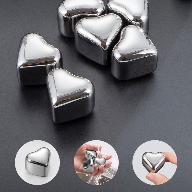 HeartSip Stainless Steel Drink Chillers | Reusable Heart Cubes for Whiskey & Cocktails 