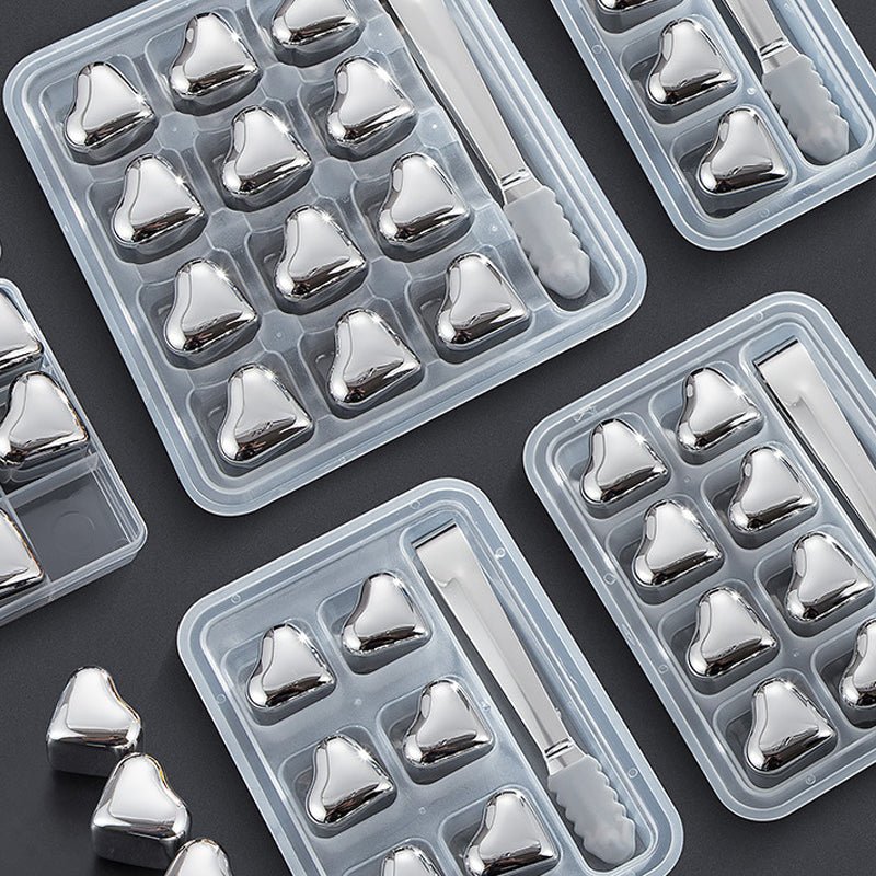 HeartSip Stainless Steel Drink Chillers | Reusable Heart Cubes for Whiskey & Cocktails 
