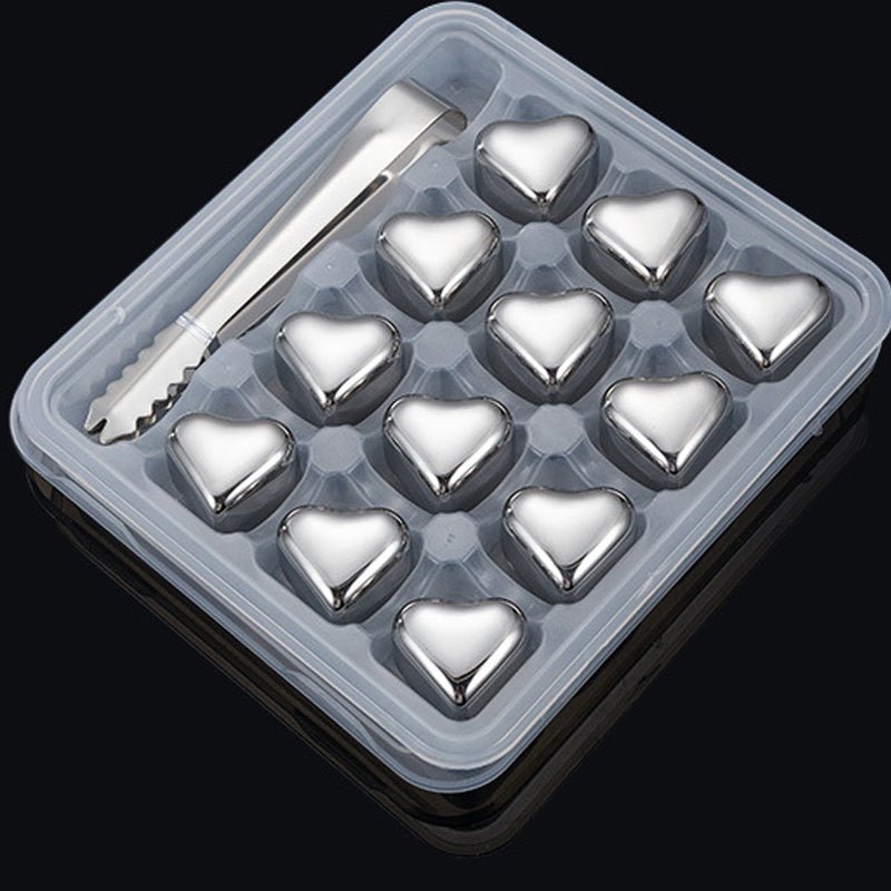 HeartSip Stainless Steel Drink Chillers | Reusable Heart Cubes for Whiskey & Cocktails 