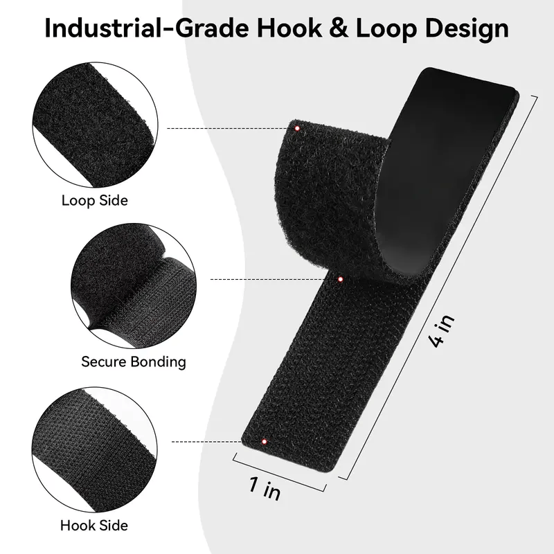 HoldEase Hook And Loop Tape | 1-Inch Reusable Adhesive Mounting Strips 