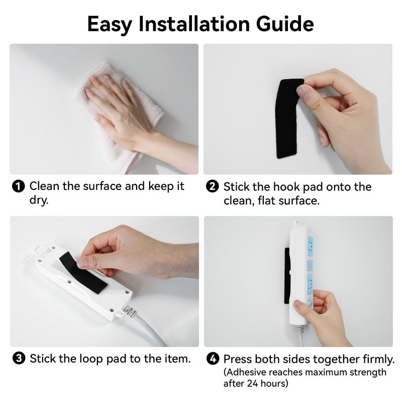 HoldEase Hook And Loop Tape | 1-Inch Reusable Adhesive Mounting Strips 