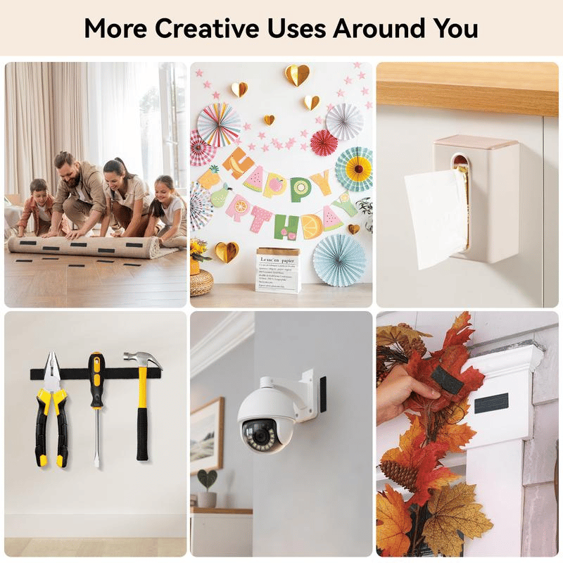 HoldEase Hook And Loop Tape | 1-Inch Reusable Adhesive Mounting Strips 