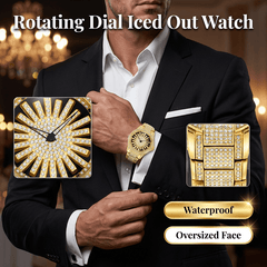 Imperial Shine Crystal Men's Quartz Watch | Rotating Dial, Gold Tone 