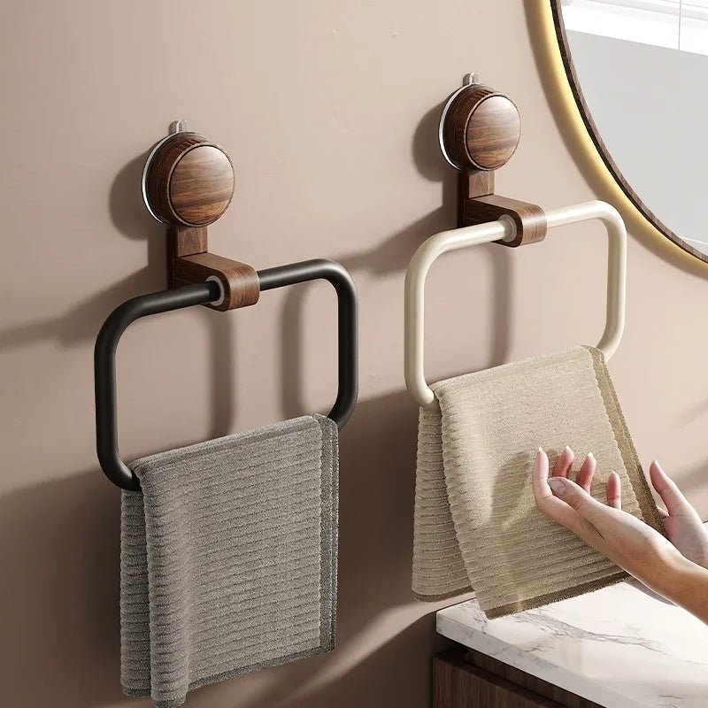 IonGrip Towel Holder with 180° Pivot – Durable Stainless Steel and Walnut Design 