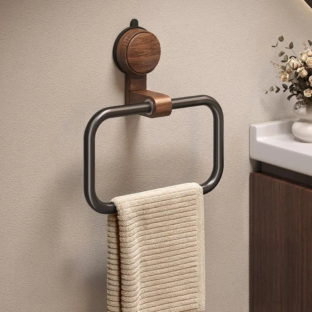 IonGrip Towel Holder with 180° Pivot – Durable Stainless Steel and Walnut Design 