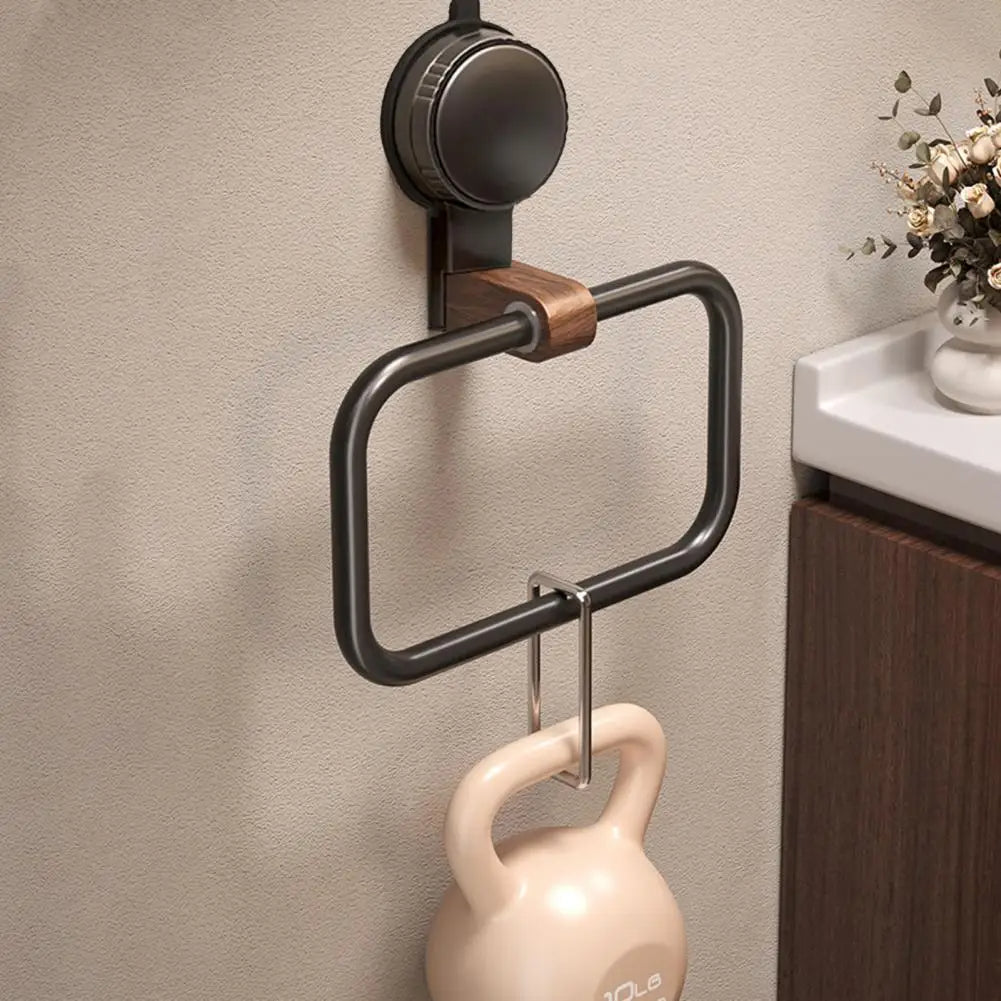 IonGrip Towel Holder with 180° Pivot – Durable Stainless Steel and Walnut Design 