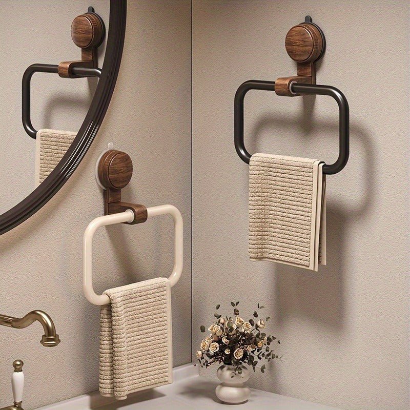 IonGrip Towel Holder with 180° Pivot – Durable Stainless Steel and Walnut Design 