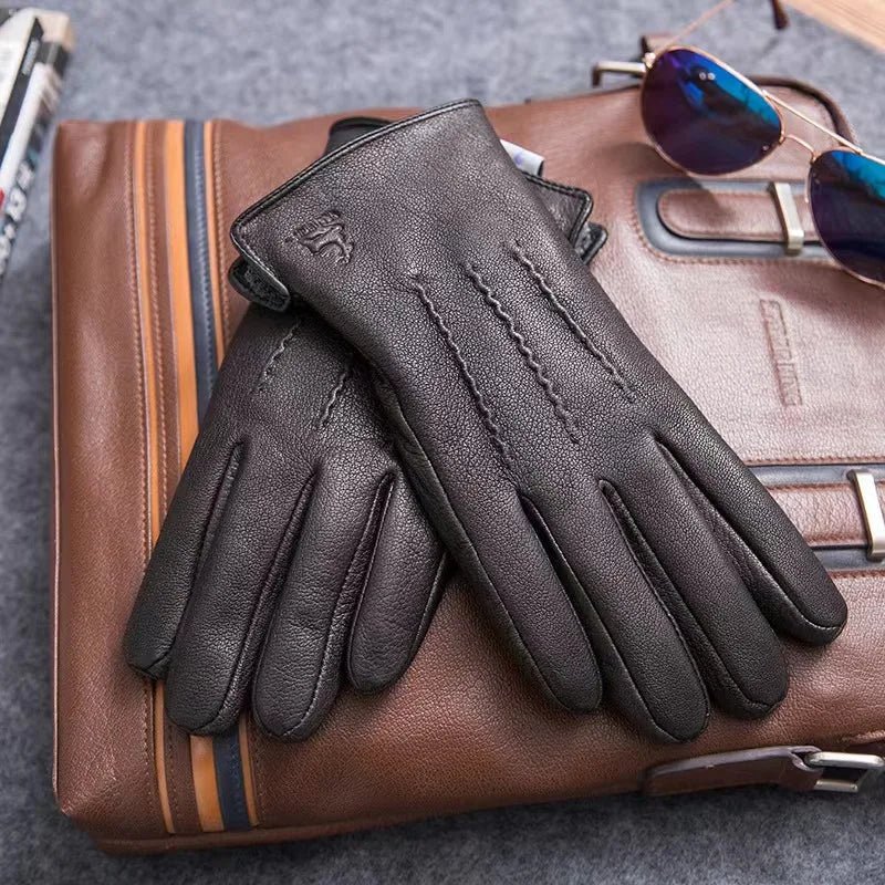 Ivo Men's Leather Gloves | Premium Lambskin, Winter Warmth 