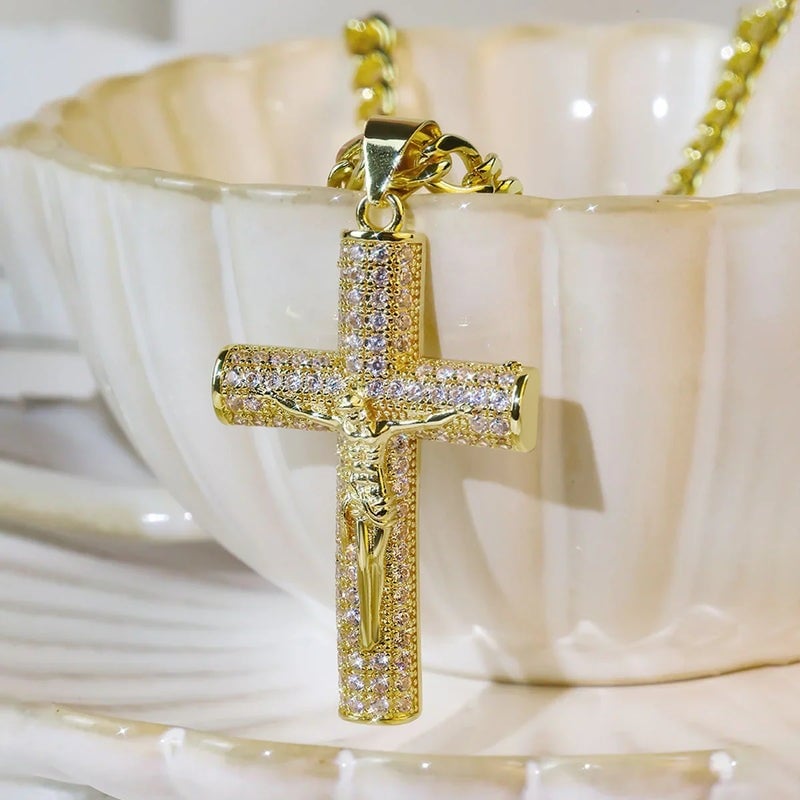 Jericho Orthodox Crucifix Necklace | 14K Gold Plated Faith Pendant 