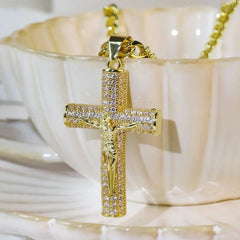 Jericho Orthodox Crucifix Necklace | 14K Gold Plated Faith Pendant 
