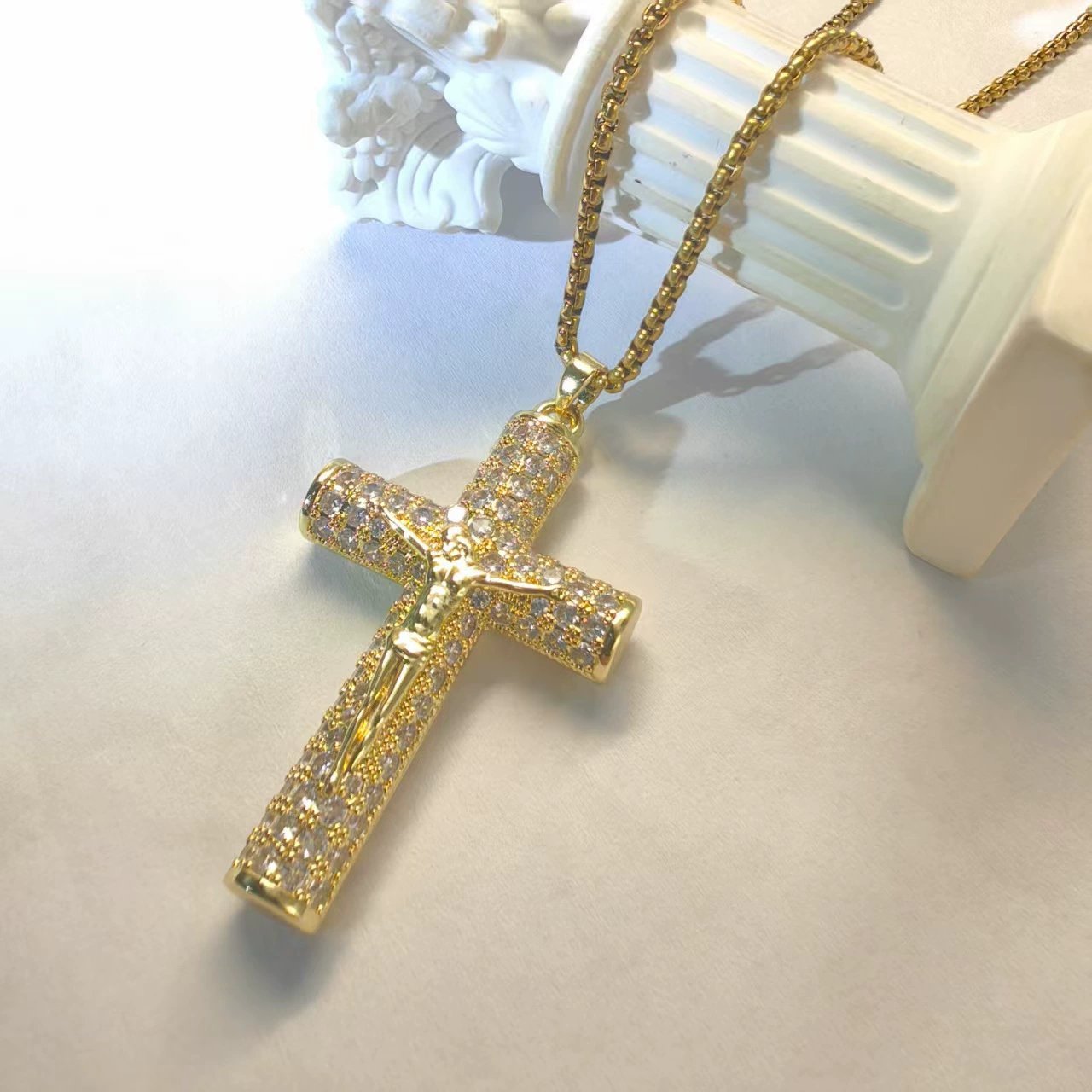 Jericho Orthodox Crucifix Necklace | 14K Gold Plated Faith Pendant 