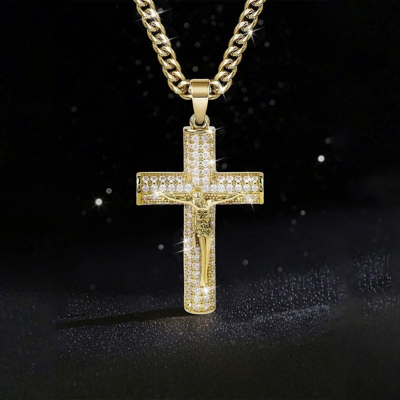 Jubilee Gold Plated Orthodox Crucifix Necklace | 2 in Pendant, Gift Box 