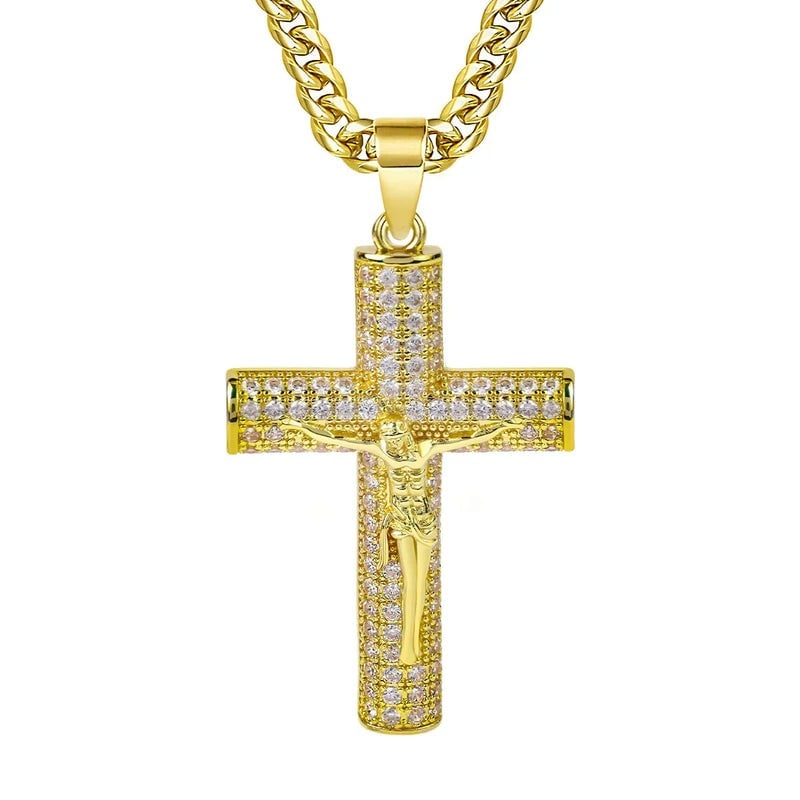 Jubilee Gold Plated Orthodox Crucifix Necklace | 2 in Pendant, Gift Box 