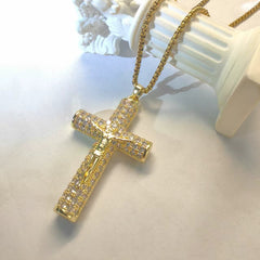 Jubilee Gold Plated Orthodox Crucifix Necklace | 2 in Pendant, Gift Box 